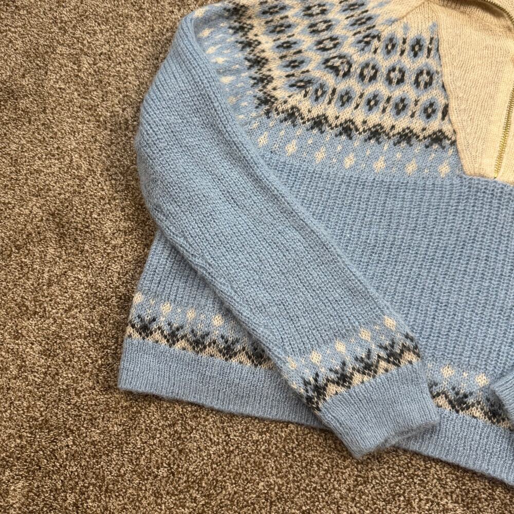 J.Crew Fair Isle Half-Zip Sweater Brushed Yarn Lash Knit Alpaca Wool Blend XL - Picture 5 of 16